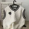 Herrtröjor överdimensionerade vintage kvinnor män ungdomströja pullover väst par lös ärmlös randig japansk stil 230615