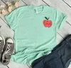 T-shirts pour femmes professeur pomme cadeaux pour femmes idées à manches courtes haut en coton t-shirt drôle lettre imprimé graphique O cou t-shirt