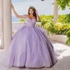 Sparking Glittler Lavendel Quinceanera Kleider Schulterfrei Ball Junior Mädchen Abendkleid Perlen Rüschen Tiere Zug Vestidos De 15 Jahre 326 326