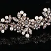 Pinces à cheveux longues bandes de mariage perle bijoux accessoires mariée femmes strass ornement fleur élégante tête diadème