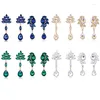 Boucles d'oreilles pendantes de luxe ornées de goutte de pierre de cristal bleu pour les femmes bijoux de fête de banquet à la mode