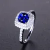 Bagues en grappe tempérament Royal Princess bague saphir haut de gamme sertie de Zircon Live