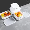 Tigelas Plástico Selado Caixa De Conservação Frigorífico Microondas Sopra Almoço Legumes Frutas Conjunto De Recipientes De Armazenamento Bento