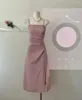 Party Dresses A Yao Softhearted God Chinese Style Fold Female Atmosphere Feeling Pink Skirt Shoulder-straps Summer 2023 Dress