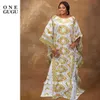 Ubranie etniczne Nigerian Oryginalna sukienka Bazin Dashiki Gold Brocade Hafderey Ubranie Biała szata weselna sukienki Sukienki 230616