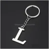 Nyckelringar 26 AZ English Initial Ring Metal Letter Keychain Holder Handväska hänger modesmycken Will och Sandy Gift Drop Delivery DHSNC