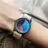 Wristwatches Enmex Individualization Special Wristwatch Canvas Creative Design Mysterious Gradient Blue Fashion Quartz Clock Men Watch