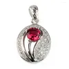 Pendentif Colliers Fleure Esme Bijoux Accessoires Pendentifs De Noël Charmes Pour Femmes Cadeaux Goutte Rouge Zircon Cubique Plaqué Rhodium