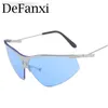 Zonnebril Steampunk Rimless Y2k zonnebril voor vrouwen Trends Punk Wrap Around zonnebril Blue Goggle Men 2000'S Futuristic Eyewear 230615