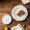 Пластины французская рельефная тарелка керамическая винтажная посуда для кухни и еды с большим широким ужином салатом