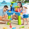 Zand Spelen Water Plezier 4 in 1 En Tafel 15 STUKS Zandbak met Strand Speelgoed Kids Activiteit Zintuiglijke zomer Outdoor Speelgoed 230615