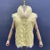 Femmes de Fourrure Faux MISSJANEFUR Réversible Réel Gilet Femmes Court De Mode De Luxe Naturel Double Côtés Femme Manteau D'hiver 230616