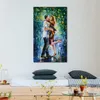 Contemporary Canvas Wall Art Rainy Kiss Handcrafted Landscape Painting New House Decor