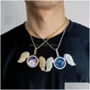 Подвесные ожерелья Hip Hop Angel Wings Custom Po Ожерелье Bling Циркон алмазные украшения капля доставки подвески Dhbea