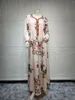 Etnik Giyim 2023 Gelişler Zarif Orta Doğu Müslüman Elbise Abaya Günlük Baskılı Uzun Kollu Arap Gowns Kadınlar için Robe Kaftan