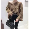 Koszule damskie EWSFV 2023 AUTUMN DOBRES KOBIETY SIDY 5-Colors Kolejka Pullower Knitover Korean Style Lose Bell Sleeve V-dółka strzępiona