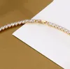 Kedjor Trendiga 4mm Lab Moissanite Halsband Vitt guldfyllda parti Bröllopshalsband för kvinnor Bridal Tennis Chocker smycken gåva