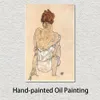 Toile abstraite moderne faite à la main Zittende Vrouw sur le tapis Egon Schiele peinture Figure de haute qualité