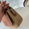 Crochet femmes plage épaule Designer sacs marque bandoulière petits sacs à main tricot sacs à main lettre avec cuir véritable