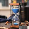 Other Clocks Accessories 15 Minutes Hourglass Sand Timer For Kitchen School Modern Wooden Hour Glass Sandglass Clock Timers Home D Dhvwo