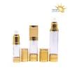 Gold Airless Pump Bottle 15 ml/30 ml - Bärbar återfyllningsbar dispenser för lotion, kosmetika - Pink Ebegh