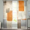 Curtain Oil Painting Abstract Geometric Orange Voile Sheer Curtains Living Room Window Tulle Kitchen Bedroom Drapes Home Decor 230615