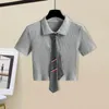 Abiti da lavoro Knit JK Uniform Short Set Shirt con collo di bavaglio in stile giapponese coreano Due pezzi Donne abiti estivi abiti da donna