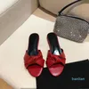 Butterfly Knot Design Flat Slippers Genuine Leather Solid Color Summer Slides For Women 2023 Luxury Brand Designer Female Sandals Size 35-42 Fashion Beach Flip Flop