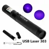 5MW 532nm Green Laser Sight Carica USB Laser 303 Puntatore Luce Potente Messa a fuoco regolabile Lazer Penna laser Brucia