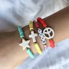 Strand Bohemian Vintage DIY String Beads Bangle For Women Geometric Multi-layer Polymer Clay Acrylic Letter Bracelet Jewelry