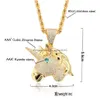 Pendant Necklaces 18K Gold Animal Necklace Jewelry Set Copper Diamond Cubic Zirconia Owl Spider Unicorn Shark Dinosaur Hip Hop Golde Dhwr6