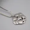 Kettingen Massief 925 Sterling Zilver Bloemen Vlinder Hanger 1.5mm Tarwe Link Chain 20"L