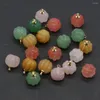 Pendant Necklaces 1 PCS Green Aventurine Jade Rose Quartz Pumpkin Shape Natural Stone Small Jewelry Making Necklace Earring Accessories