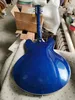 Metallic Blue ES335 Jazz Guitar Semi Hollow Body Dark Blue Finish Electric-Jazz Guitare