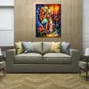 Contemporary Abstract Canvas Art Red Wine Cityscape Oil Painting Handmade Modern Pub Bar Decor