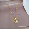 Pendant Necklaces Bling Stainless Steel Heart Shape Necklace 18K Real Gold Plated Classic Jewelry Drop Delivery Pendants Dhldw