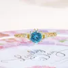 Anelli a grappolo Trendy For Women Gioielli in argento 925 Snow Style Blue Topaz Zircon Ring Fine Party Wedding Statement Lady Gift