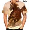 T-shirt da uomo Cool Fashion Camicia stampata a cavallo 3d Primavera Estate Uomo Top T-shirt casual a maniche corte O-Collo