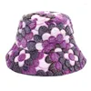 Berets Fluffy Flower Bucket Hat Casual Basin Coldproof Winter For Halloween Xmas L5YB