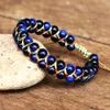 Bangle Handmade 6mm Blue Tiger Eye Stone Beads Braided Bracelet Women Men Friendship Strand Charm Bohemian Jewelry 230615