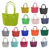 Storage Bags Beach Tote Waterproof Soft EVA Bag Portable Solid Color Outdoor Sports Swimming Suit Towel Organizer Shoulder