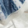 Filt inyahome blå och vit sherpa kast filt fleece mjuk filt för säng mysig plysch filt för soffa soffa sängtillbehör R230615