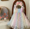 Девичьи платья розничная розничная девочка Fairy Boutique Back Butterfly Sote Press Princess Kids Sweet Party Drentle Drentle Droued 2-7 T 230615