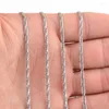 Chains 2mm Wide Women Men Waterproof Stainless Steel Necklace Flat Braided Rope Chain For Pendant Silver Color Jewelry Accessory Gift