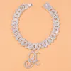 anklets azlets aze initiace cuban link anklet wholesaleブレスレットビーチアクセサリー26レターフットチェーン大レディアンクルラインストーンジュエリー230608