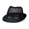 Berets Summer Linen Breathable Sunhat Jazz Hat Small Outdoor Sun Men Leather Belt Cap Western Cowboy Panama Sombrero