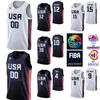 Imprimir Camisa de basquete dos Estados Unidos Copa do Mundo dos EUA 12 Michael Frazier II 10 William Davis 5 Xavier Munford 13 John Jenkins DaQuan Jeffries George King Justin Jackson