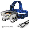 Scheinwerfer 5LED mit eingebauter 18650-Batterie USB wiederaufladbarer Outdoor-Camping-Scheinwerfer LED-Bewegungslicht Angellicht 230617