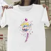 女性用TシャツrajukuダンスガールズTシャツ女性用服の女性用グラフィックブラックティーショナルスリーブトップスサマークロス