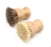 Ronde Brosse En Bois Poignée Pot Plat Ménage Sisal Palm Bambou Cuisine Tâches Frotter Brosses De Nettoyage En Gros GG